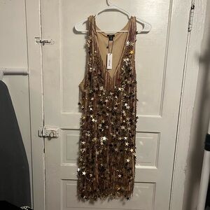 NWT Nasty Gal Sequin Beaded Gold Dress Size 18